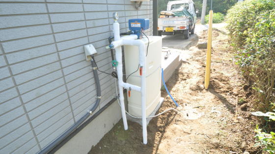 千葉県市原市の上田様邸に設置した軟水器ＭＳ-１８のバイパス配管